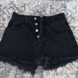black jean shorts